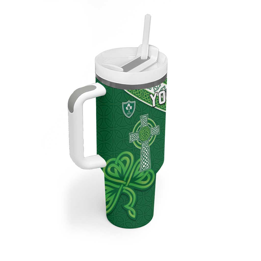 New Zealand And Ireland Rugby Custom Tumbler With Handle Maori Tiki With Shamrock LT05 - Polynesian Pride