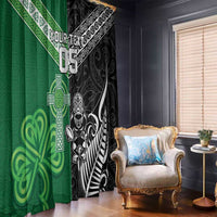 New Zealand And Ireland Rugby Custom Window Curtain Maori Tiki With Shamrock LT05 - Polynesian Pride