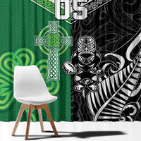 New Zealand And Ireland Rugby Custom Window Curtain Maori Tiki With Shamrock LT05 - Polynesian Pride