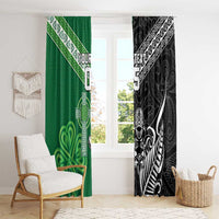 New Zealand And Ireland Rugby Custom Window Curtain Maori Tiki With Shamrock LT05 - Polynesian Pride