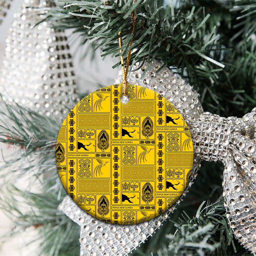 Papua New Guinea Heritage Motif Ceramic Ornament Yellow Version