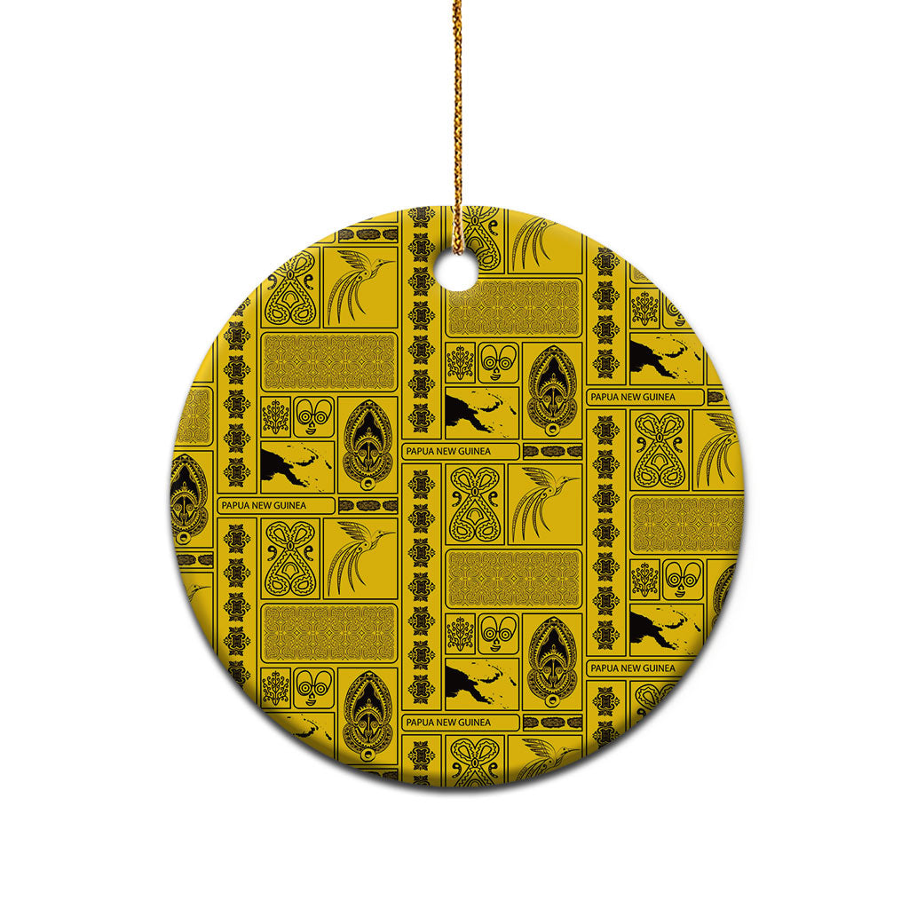 Papua New Guinea Heritage Motif Ceramic Ornament Yellow Version