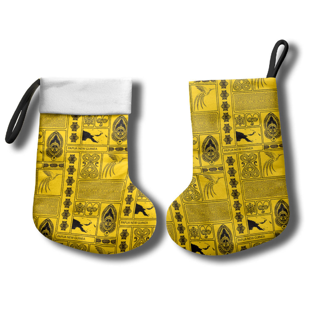 Papua New Guinea Heritage Motif Christmas Stocking Yellow Version LT05 - Polynesian Pride