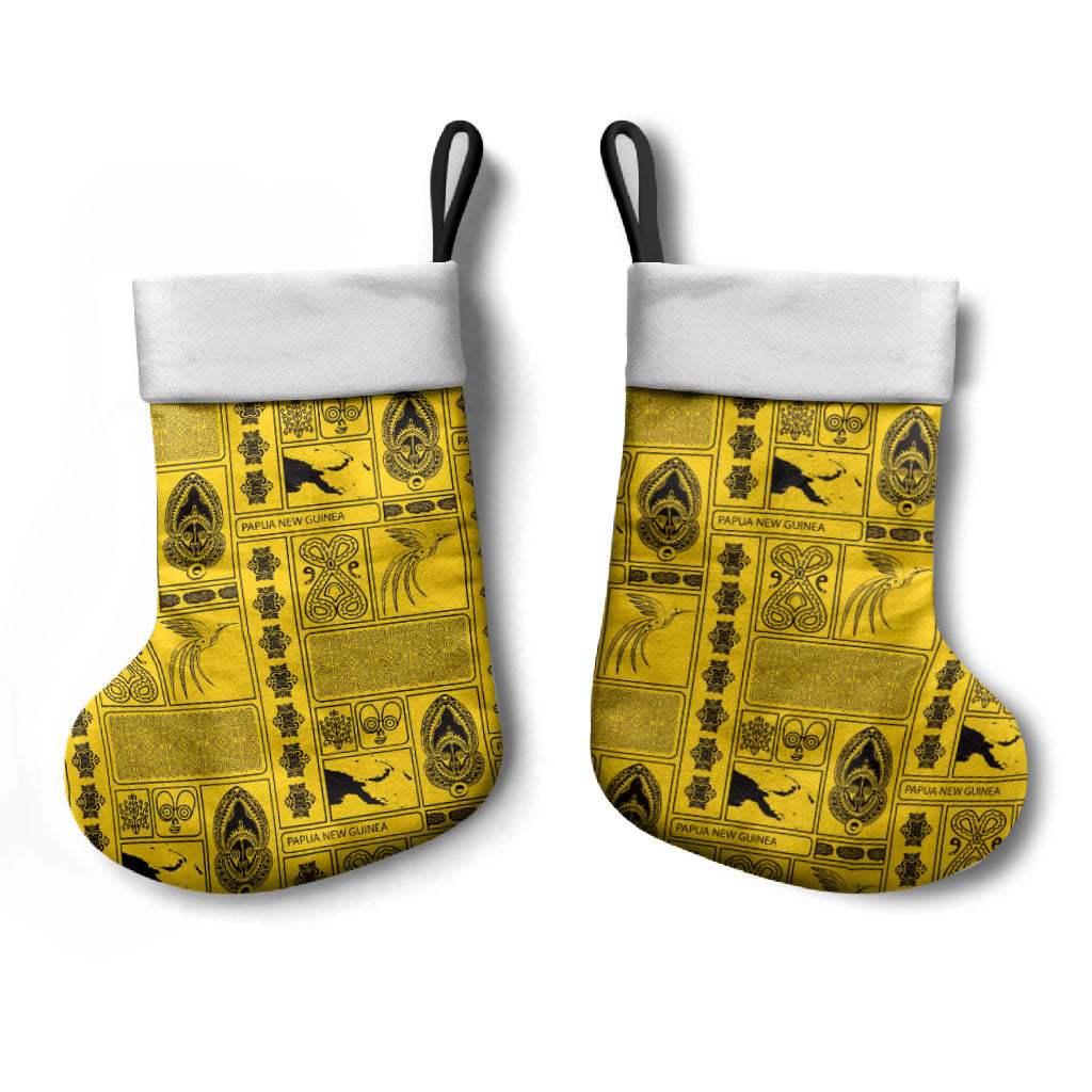 Papua New Guinea Heritage Motif Christmas Stocking Yellow Version LT05 - Polynesian Pride