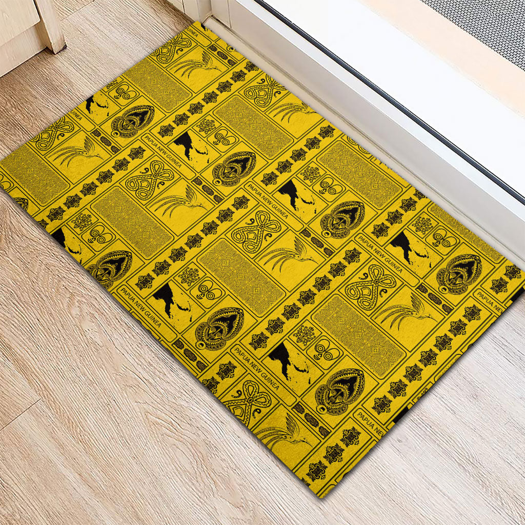 Papua New Guinea Heritage Motif Rubber Doormat Yellow Version LT05 - Polynesian Pride