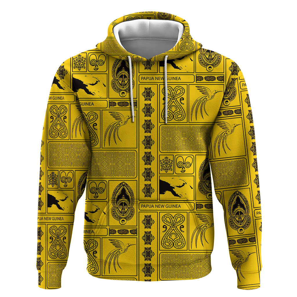 Papua New Guinea Heritage Motif Zip Hoodie Yellow Version LT05 Pullover Hoodie Yellow - Polynesian Pride