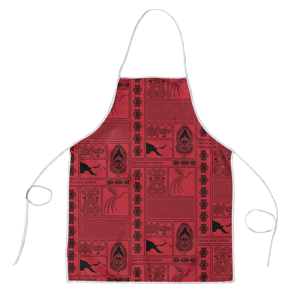Papua New Guinea Heritage Motif Apron Red Version LT05 Red - Polynesian Pride