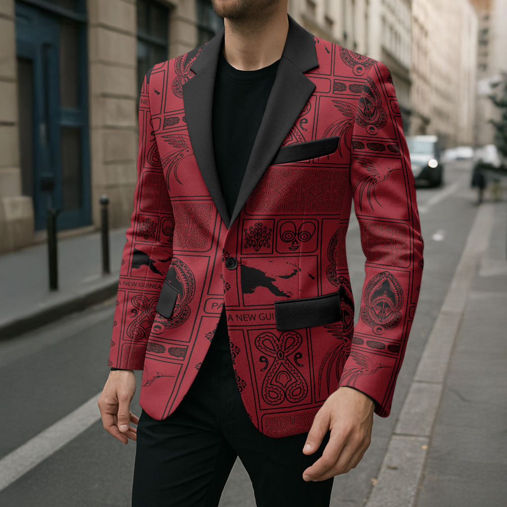 Papua New Guinea Heritage Motif Blazer Red Version LT05 - Polynesian Pride
