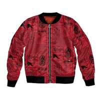 Papua New Guinea Heritage Motif Bomber Jacket Red Version LT05 Unisex Red - Polynesian Pride