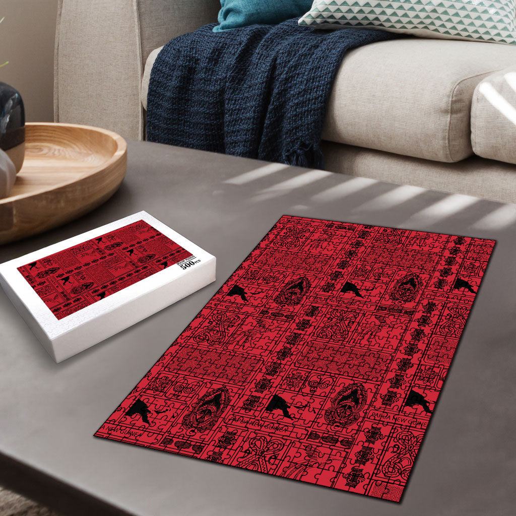 Papua New Guinea Heritage Motif Puzzle Red Version LT05 - Polynesian Pride