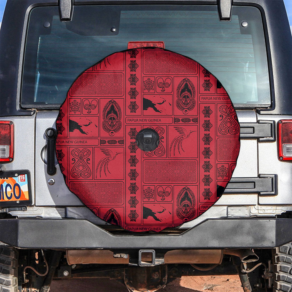Papua New Guinea Heritage Motif Spare Tire Cover Red Version LT05 Red - Polynesian Pride