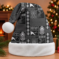 Papua New Guinea Heritage Motif Christmas Santa Hat Black Version