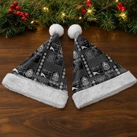 Papua New Guinea Heritage Motif Christmas Santa Hat Black Version