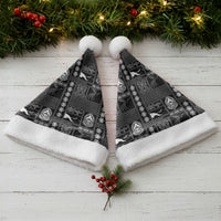Papua New Guinea Heritage Motif Christmas Santa Hat Black Version