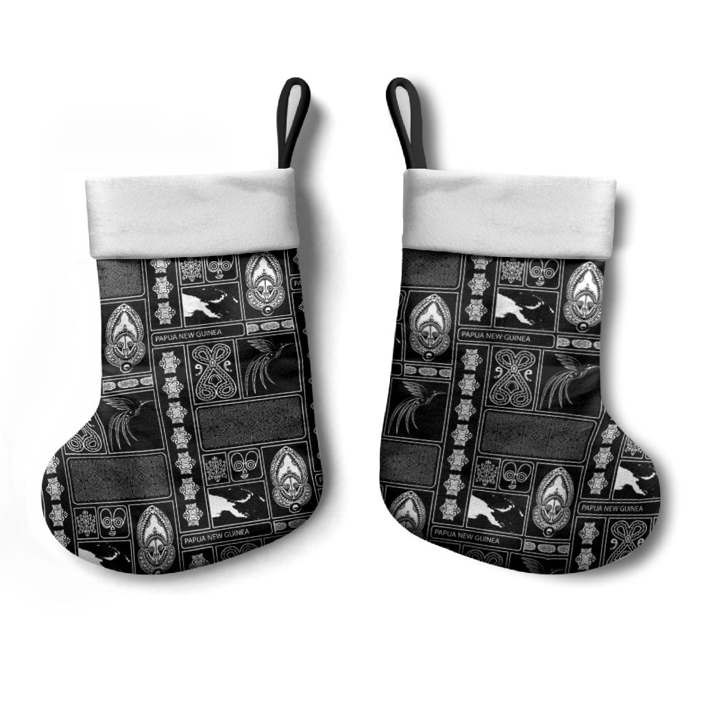 Papua New Guinea Heritage Motif Christmas Stocking Black Version