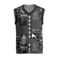 Papua New Guinea Heritage Motif Christmas Knitted V-Neck Vest Black Version LT05 Black - Polynesian Pride
