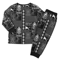 Papua New Guinea Heritage Motif Christmas Pajama Set Black Version