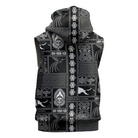 Papua New Guinea Heritage Motif Sleeveless Hoodie Black Version LT05 - Polynesian Pride