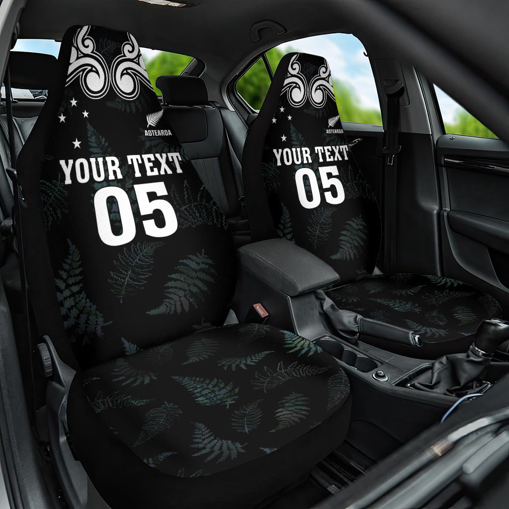 Custom New Zealand Fern Women Rugby Car Seat Cover Maori Pattern LT05 One Size Black - Polynesian Pride
