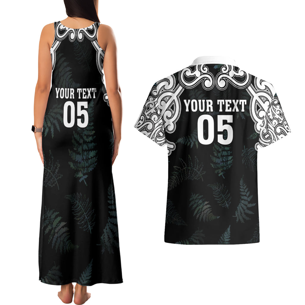 Custom New Zealand Fern Women Rugby Couples Matching Tank Maxi Dress and Hawaiian Shirt Maori Pattern LT05 - Polynesian Pride