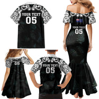 Custom New Zealand Fern Women Rugby Family Matching Mermaid Dress and Hawaiian Shirt Maori Pattern LT05 - Polynesian Pride