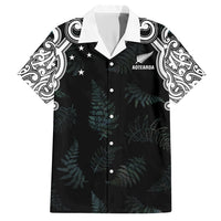 Custom New Zealand Fern Women Rugby Family Matching Off Shoulder Maxi Dress and Hawaiian Shirt Maori Pattern LT05 Dad's Shirt - Short Sleeve Black - Polynesian Pride