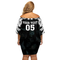 Custom New Zealand Fern Women Rugby Family Matching Off Shoulder Short Dress and Hawaiian Shirt Maori Pattern LT05 - Polynesian Pride