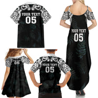 Custom New Zealand Fern Women Rugby Family Matching Summer Maxi Dress and Hawaiian Shirt Maori Pattern LT05 - Polynesian Pride