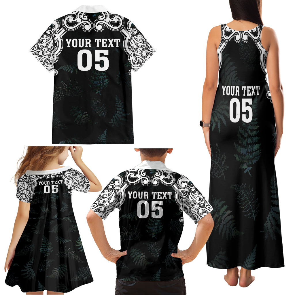 Custom New Zealand Fern Women Rugby Family Matching Tank Maxi Dress and Hawaiian Shirt Maori Pattern LT05 - Polynesian Pride