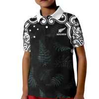 Custom New Zealand Fern Women Rugby Kid Polo Shirt Maori Pattern LT05 Kid Black - Polynesian Pride