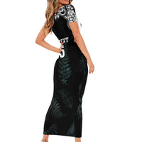 Custom New Zealand Fern Women Rugby Short Sleeve Bodycon Dress Maori Pattern LT05 - Polynesian Pride