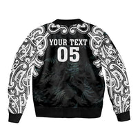 Custom New Zealand Fern Women Rugby Sleeve Zip Bomber Jacket Maori Pattern LT05 - Polynesian Pride