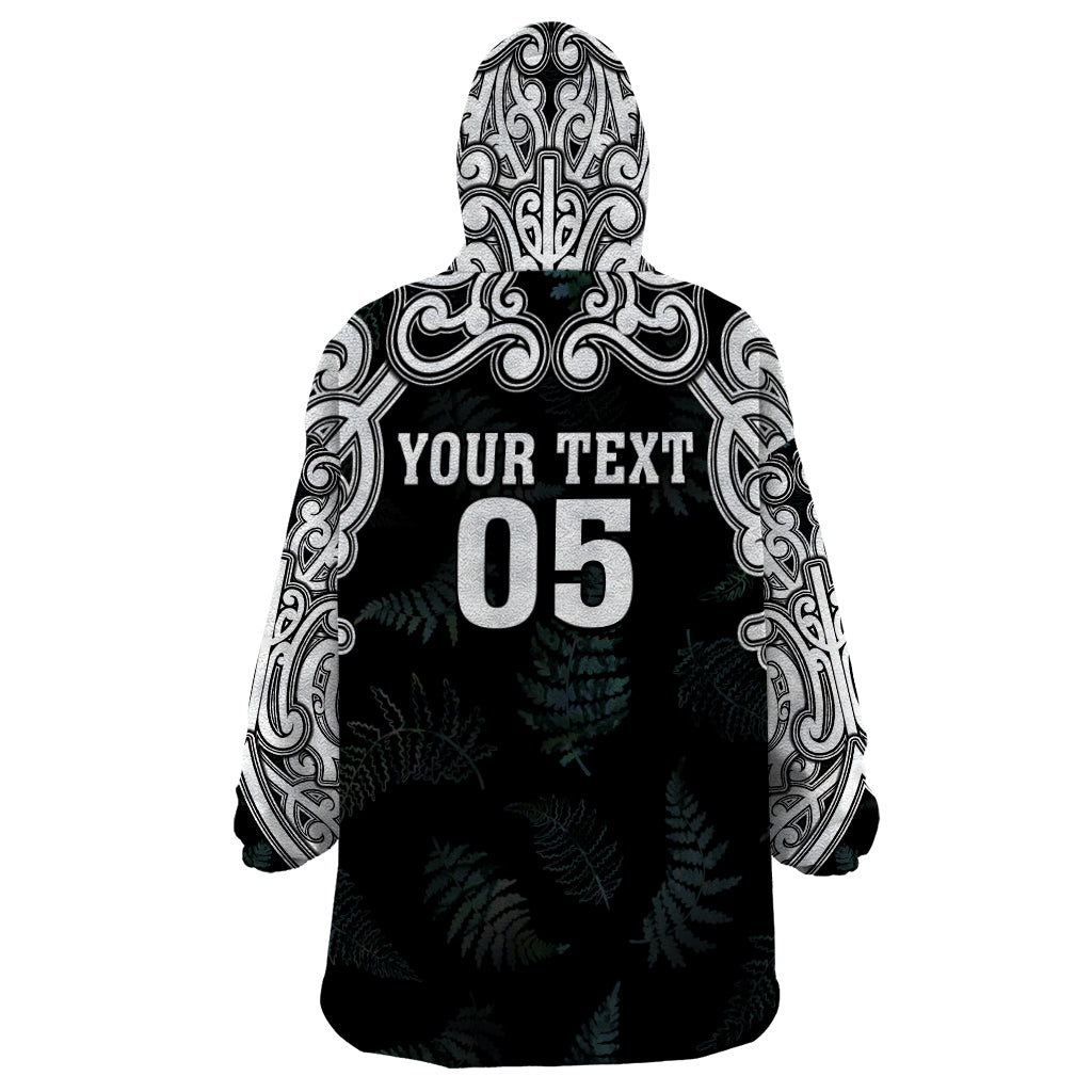 Custom New Zealand Fern Women Rugby Wearable Blanket Hoodie Maori Pattern LT05 - Polynesian Pride