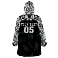 Custom New Zealand Fern Women Rugby Wearable Blanket Hoodie Maori Pattern LT05 - Polynesian Pride