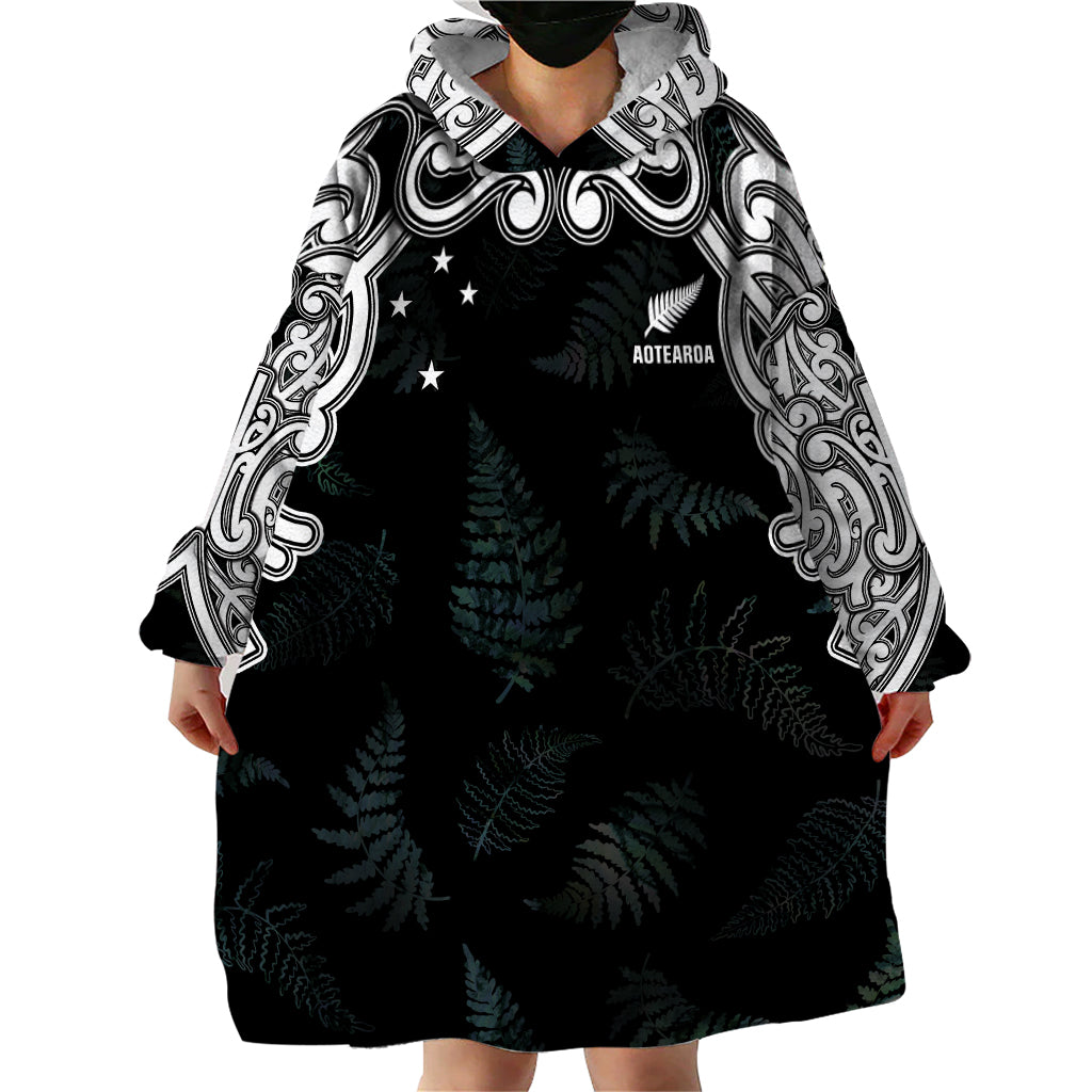 Custom New Zealand Fern Women Rugby Wearable Blanket Hoodie Maori Pattern LT05 - Polynesian Pride