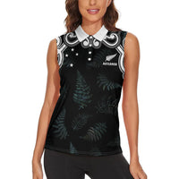 Custom New Zealand Fern Women Rugby Women Sleeveless Polo Shirt Maori Pattern LT05 - Polynesian Pride