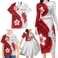 Samoa Teuila 2024 Family Matching Long Sleeve Bodycon Dress and Hawaiian Shirt Samoan Siapo Pattern Red Version LT05 - Polynesian Pride