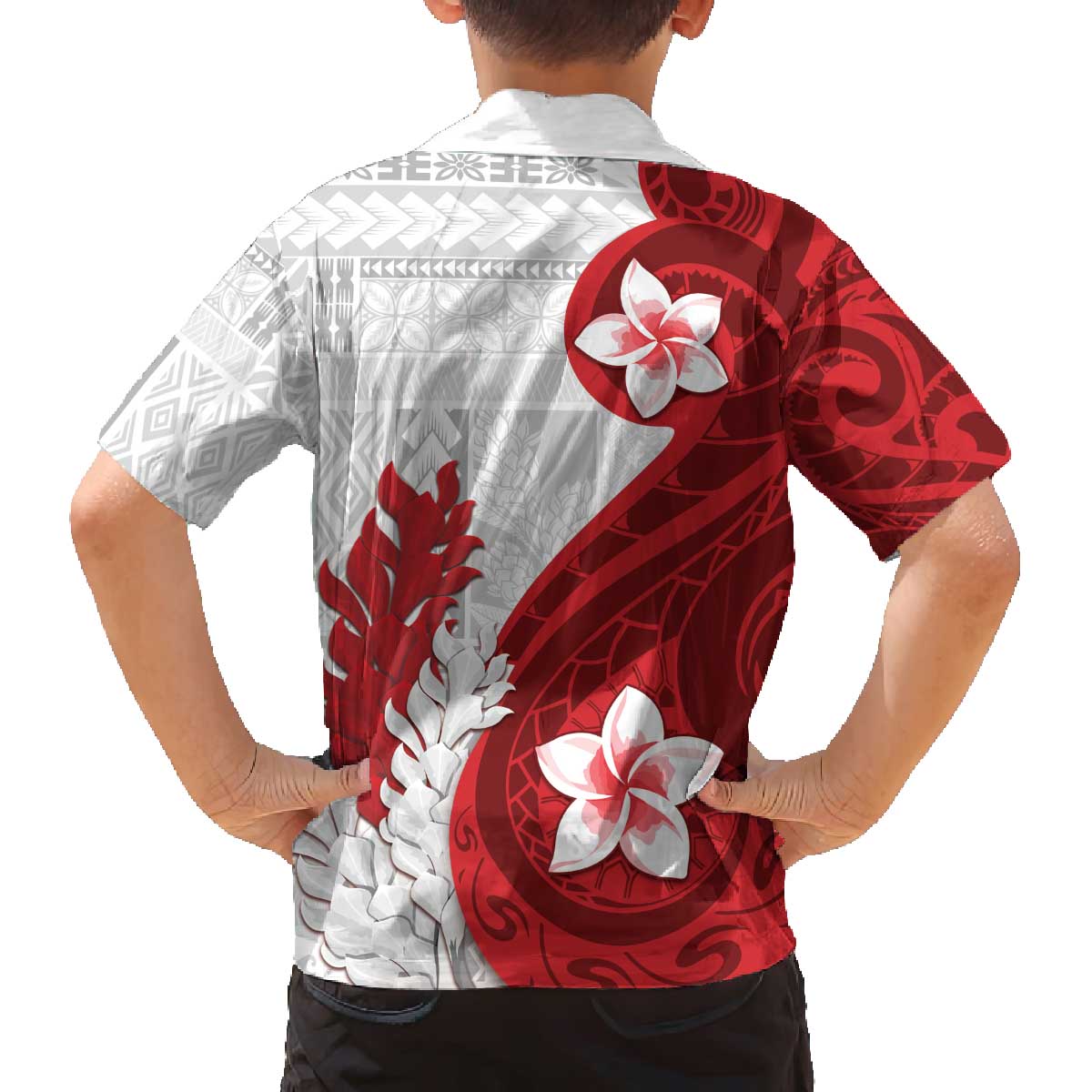 Samoa Teuila 2024 Family Matching Off The Shoulder Long Sleeve Dress and Hawaiian Shirt Samoan Siapo Pattern Red Version LT05 - Polynesian Pride