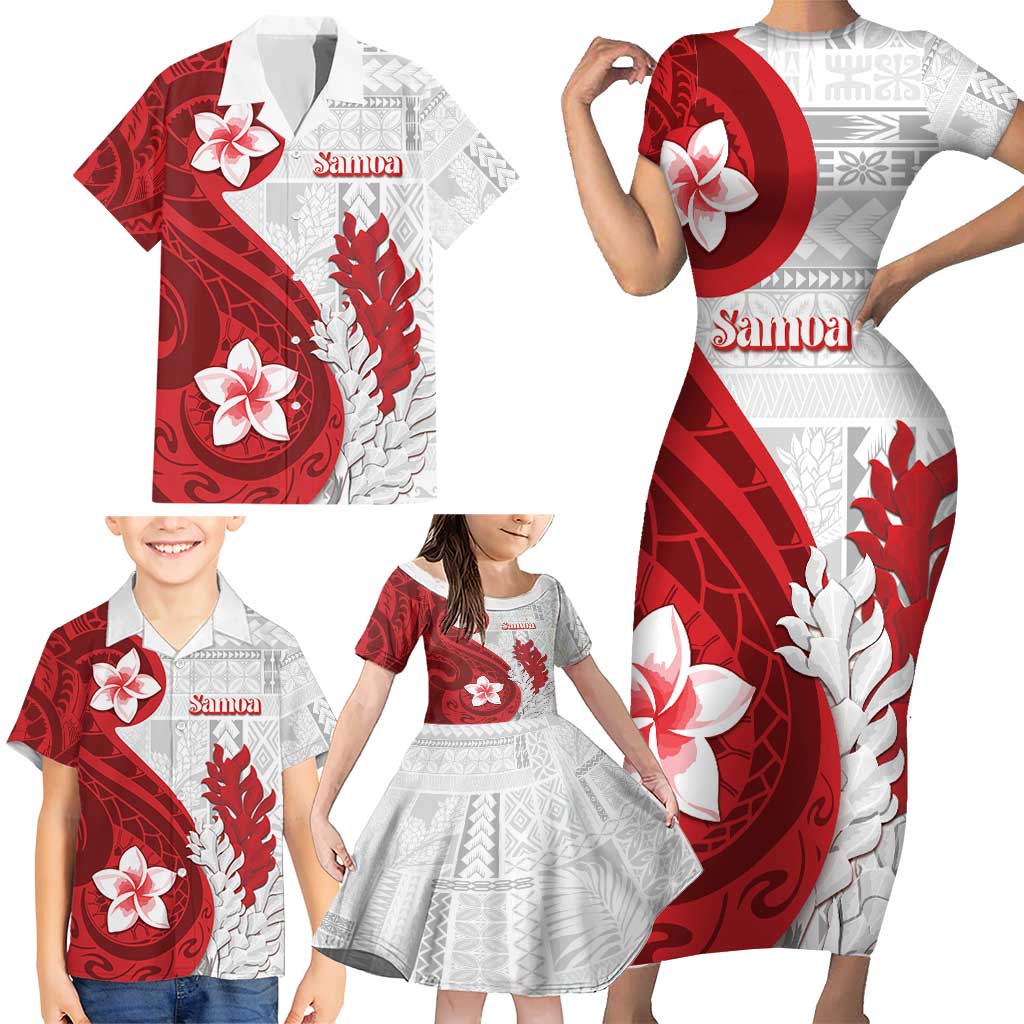 Samoa Teuila 2024 Family Matching Short Sleeve Bodycon Dress and Hawaiian Shirt Samoan Siapo Pattern Red Version LT05 - Polynesian Pride