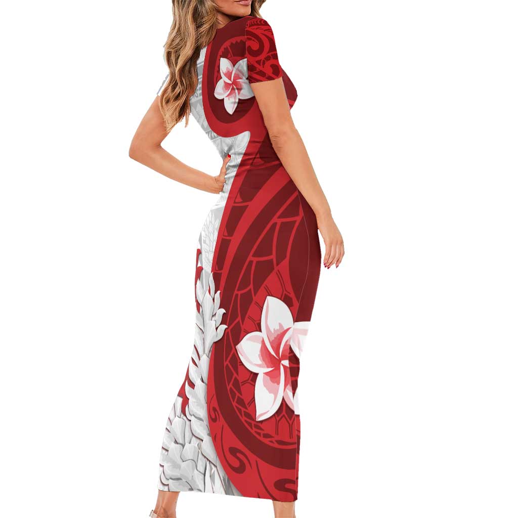 Samoa Teuila 2024 Family Matching Short Sleeve Bodycon Dress and Hawaiian Shirt Samoan Siapo Pattern Red Version LT05 - Polynesian Pride