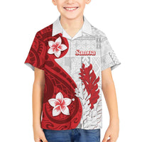 Samoa Teuila 2024 Family Matching Short Sleeve Bodycon Dress and Hawaiian Shirt Samoan Siapo Pattern Red Version LT05 Son's Shirt Red - Polynesian Pride