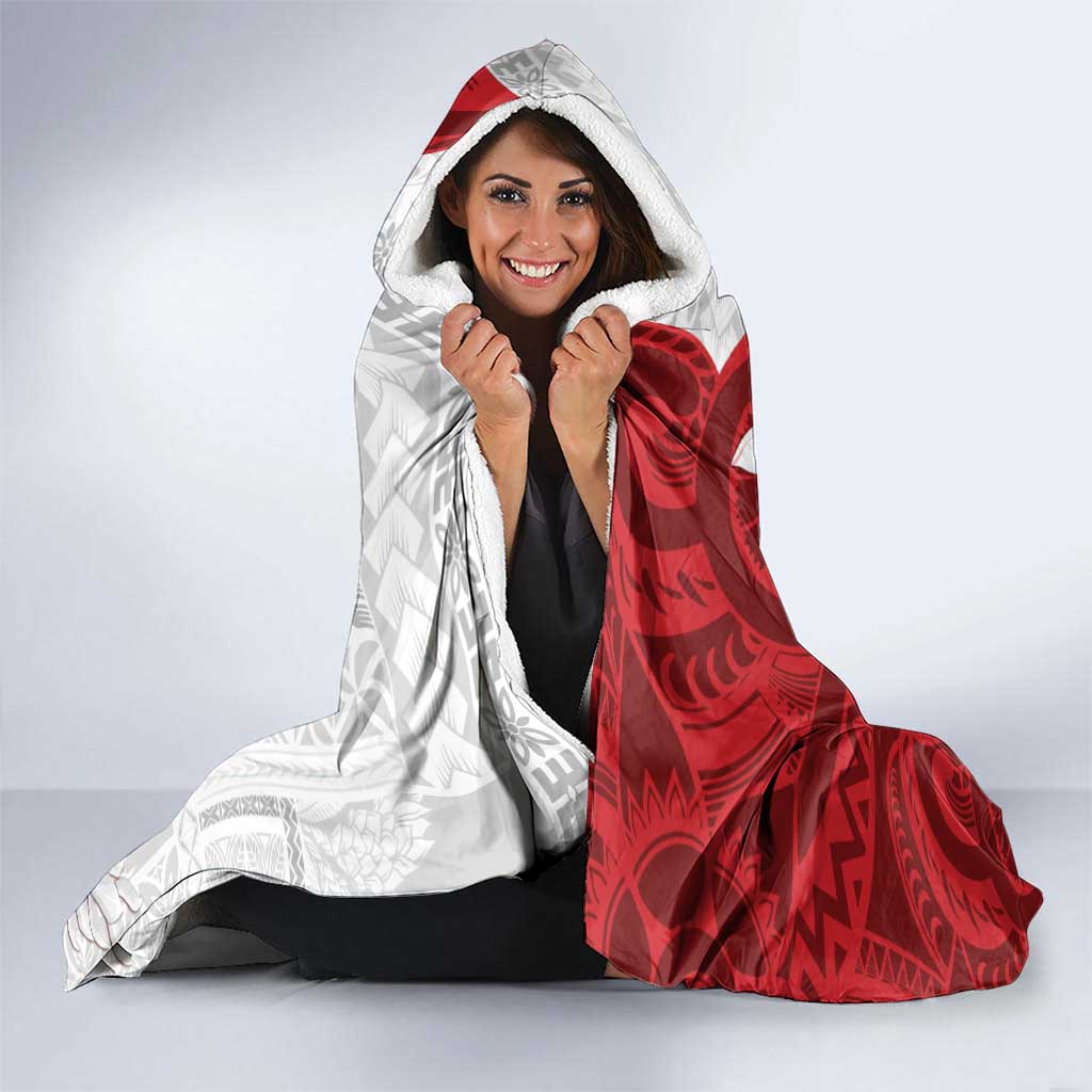 Samoa Teuila 2024 Hooded Blanket Samoan Siapo Pattern Red Version
