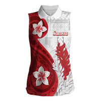 Samoa Teuila 2024 Women Sleeveless Polo Shirt Samoan Siapo Pattern Red Version