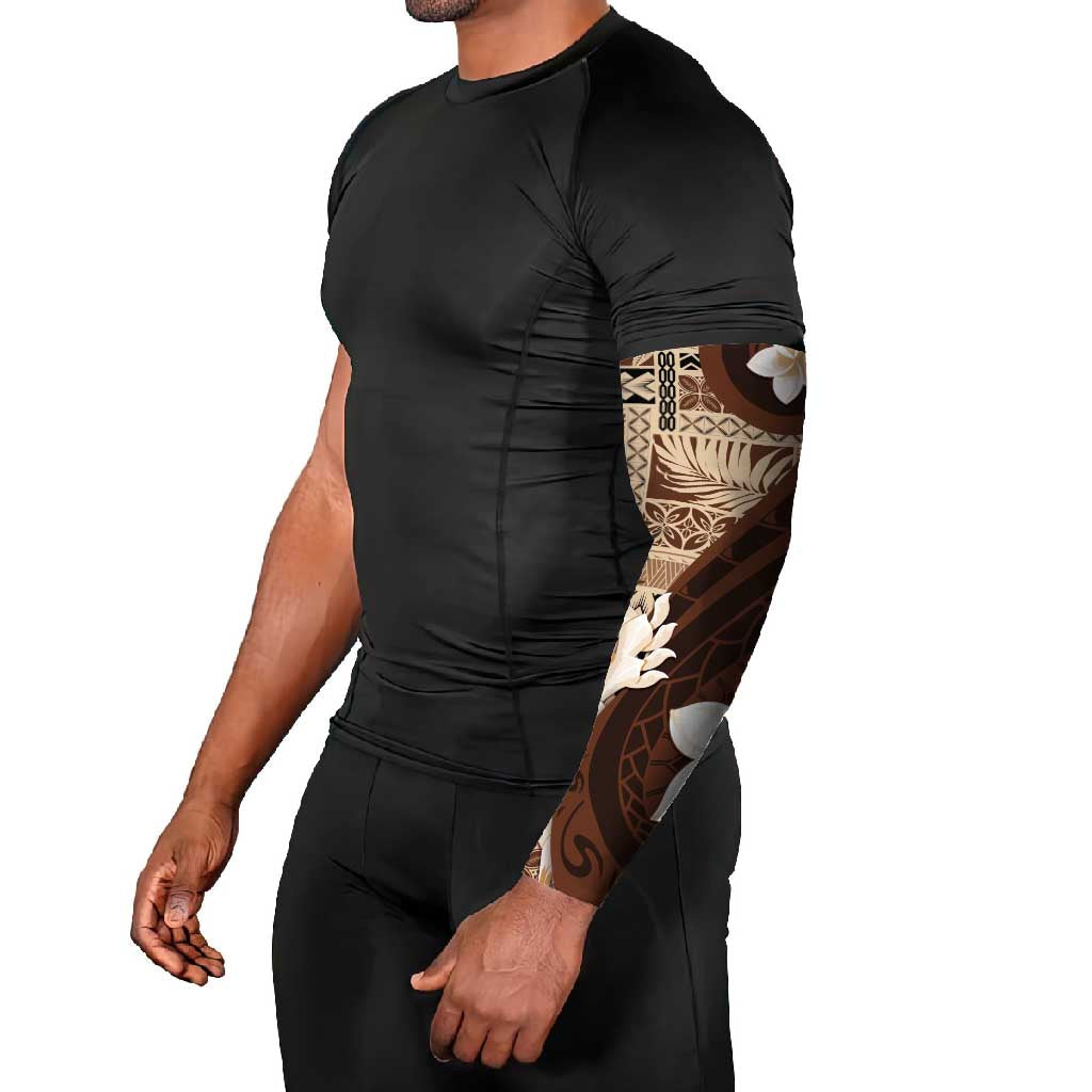 Samoa Teuila Arm Sleeves Samoan Siapo Pattern Brown Version - Polynesian Pride