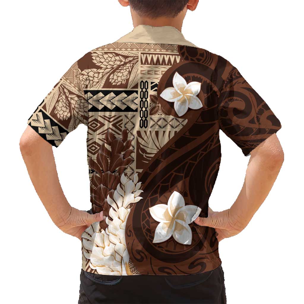 Samoa Teuila 2024 Family Matching Long Sleeve Bodycon Dress and Hawaiian Shirt Samoan Siapo Pattern Brown Version LT05 - Polynesian Pride