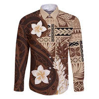 Samoa Teuila 2024 Family Matching Long Sleeve Bodycon Dress and Hawaiian Shirt Samoan Siapo Pattern Brown Version LT05 Dad's Shirt - Long Sleeve Brown - Polynesian Pride