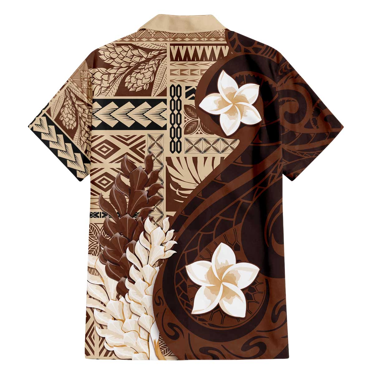 Samoa Teuila 2024 Family Matching Off The Shoulder Long Sleeve Dress and Hawaiian Shirt Samoan Siapo Pattern Brown Version LT05 - Polynesian Pride