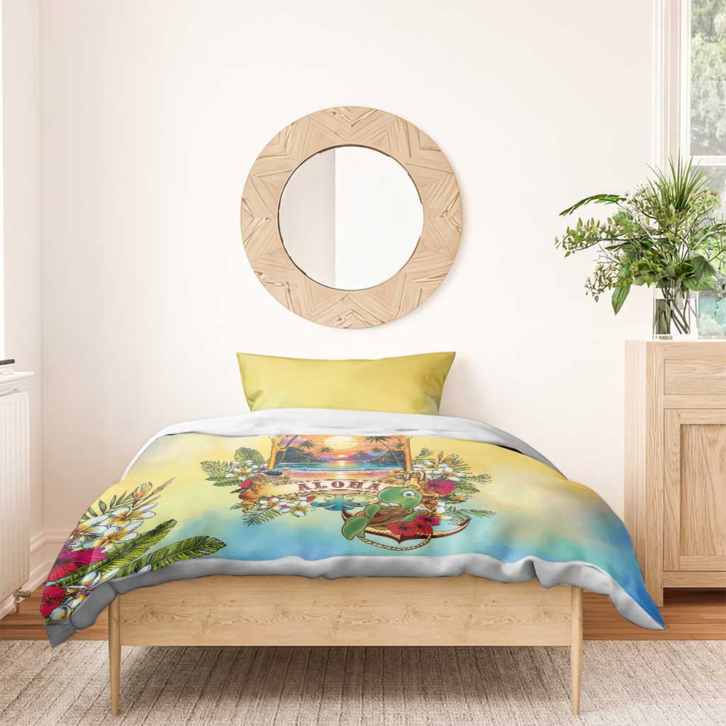 Aloha Hawaii Turtle Bedding Set Retro Style - Polynesian Pride