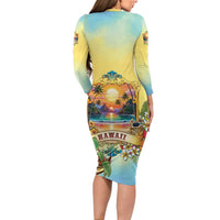 Aloha Hawaii Turtle Family Matching Long Sleeve Bodycon Dress and Hawaiian Shirt Retro Style LT05 - Polynesian Pride
