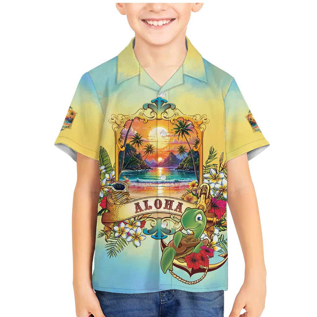 Aloha Hawaii Turtle Family Matching Mermaid Dress and Hawaiian Shirt Retro Style LT05 Son's Shirt Beige - Polynesian Pride